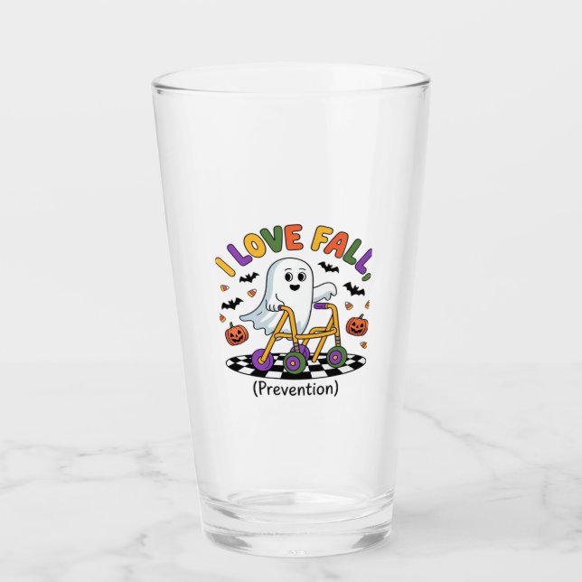 Cute I Love Fall Prevention Physical Therapy Ghost Glass (Front)