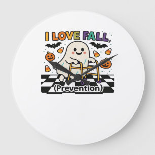 Cute I Love Fall Prevention Physical Therapy Ghost Large Clock