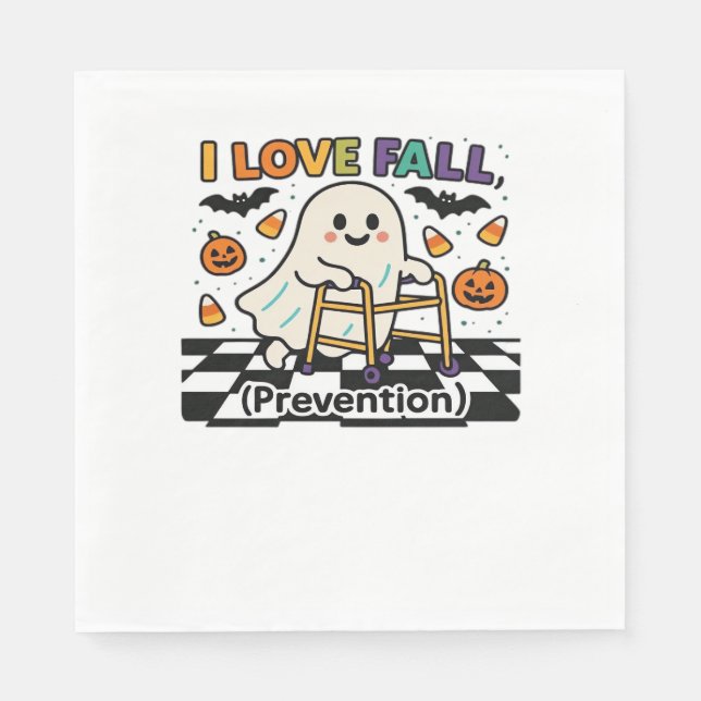 Cute I Love Fall Prevention Physical Therapy Ghost Napkin (Front)