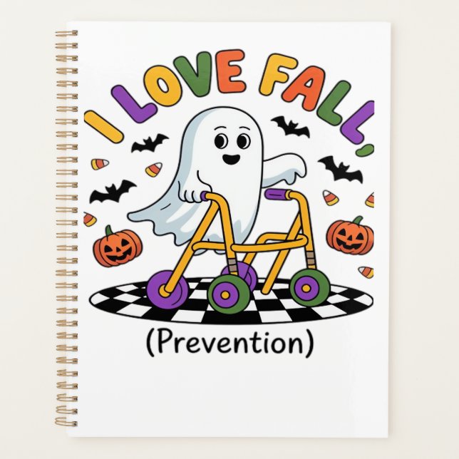 Cute I Love Fall Prevention Physical Therapy Ghost Planner (Front)