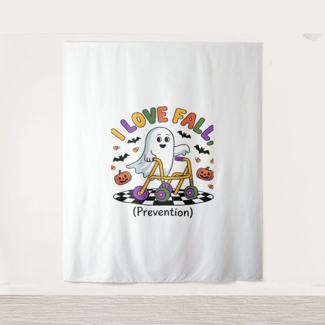 Cute I Love Fall Prevention Physical Therapy Ghost Tapestry (Front)