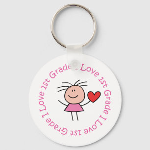 Cute I Love First Grade Key Ring