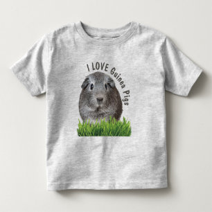 Cute I LOVE Guinea Pigs Custom Gray Text Toddler T-Shirt