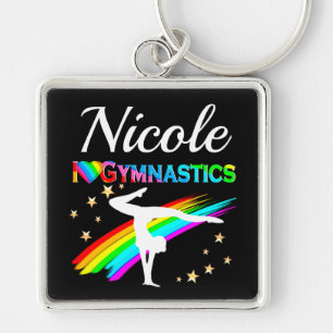 CUTE I LOVE GYMNASTICS PERSONALIZED DESIGN KEY RING
