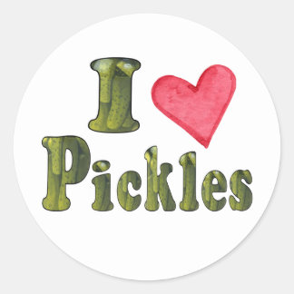 Cute I Love Heart Pickles Classic Round Sticker