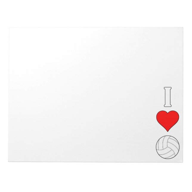 Cute I Love/Heart Volleyball Notepad (Front)