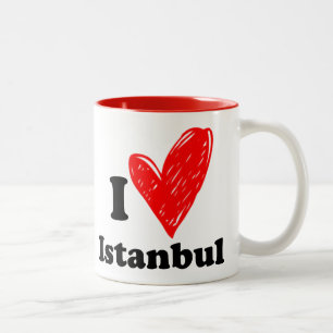 Cute I Love Istanbul Turkey Two-Tone Coffee Mug