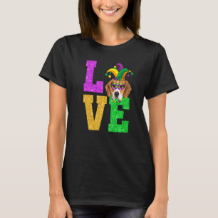 Cute I Love Mardi Gras Beagle Dog Puppy T-Shirt
