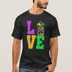 Cute I Love Mardi Gras Pug Dog Puppy T-Shirt
