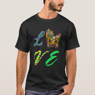 Cute I Love Mardi Gras Pug Dog T-Shirt