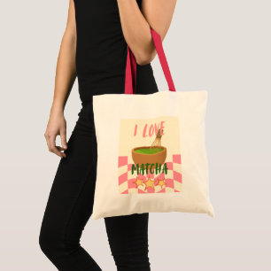 Cute I Love Matcha Tote Bag Aesthetic Green Tea