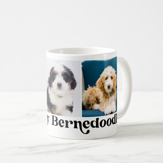 Cute I Love My Bernedoodle 3 photo template Coffee Mug (Front Right)