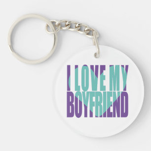 Cute I Love My Boyfriend Heart Photo Personalised Key Ring