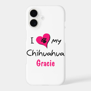 Cute I Love My Chihuahua Paw Print Pink Heart 