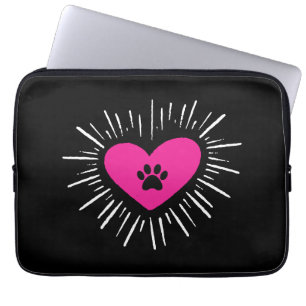Cute I Love My Dog Puppy Cat Paw Heart Laptop Sleeve