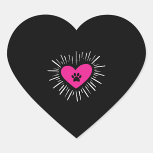 Cute I Love My Dog Puppy Cat Paw Heart Sticker