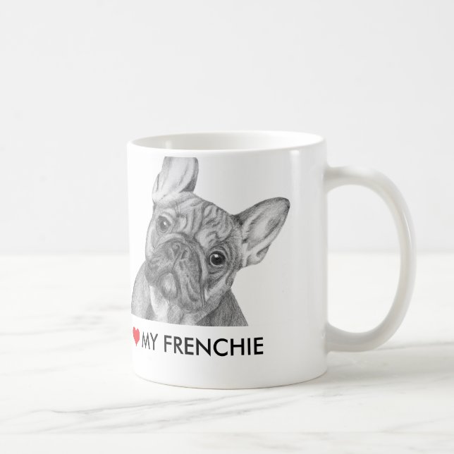 Cute "I love my Frenchie" French Bulldog mug (Right)