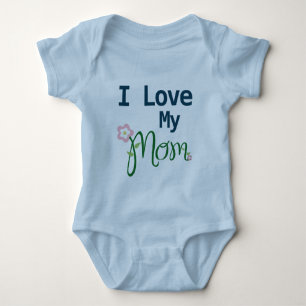 Cute I Love My Mum Baby Boy Blue Bodysuit