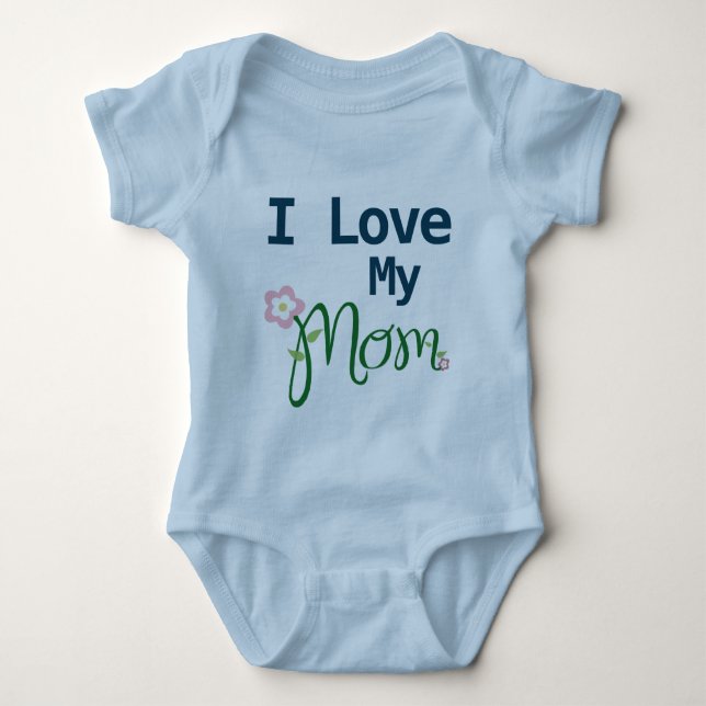 Cute I Love My Mum Baby Boy Blue Bodysuit (Front)