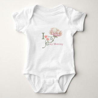 Cute "I Love My Mummy” Bunny Flower Baby Bodysuit