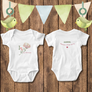 Cute "I Love My Mummy” Bunny Flower Baby Bodysuit