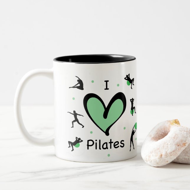 Cute I Love Pilates Two-Tone Coffee Mug (With Donut)