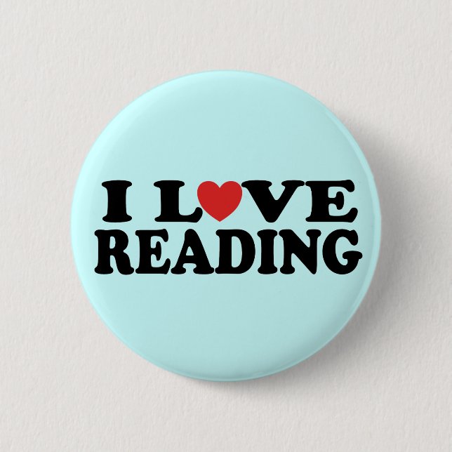 Cute I Love Reading Gift 6 Cm Round Badge (Front)
