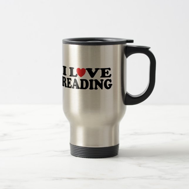 Cute I Love Reading T-shirt Travel Mug (Right)