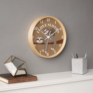 Cute I love sloths girls room decor Clock