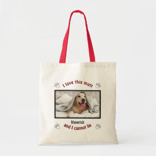 Cute I LOVE THIS MUTT   Personalised Dog Lover Tote Bag
