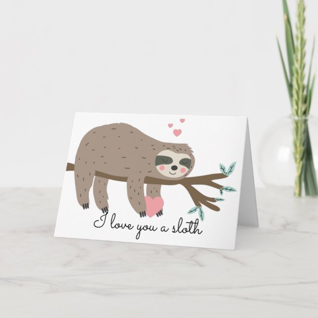 Cute I love you a sloth pun Valentine Holiday Card (Front)