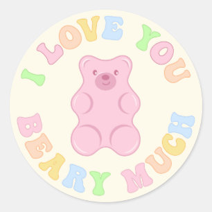 Cute I Love You Beary Much Classic Round Sticker