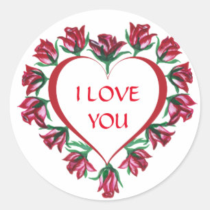 Cute I Love You Classic Round Sticker