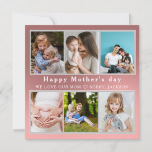 Cute I LOVE YOU MOM Happy Mother Day Photo Collage Holiday Card