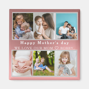 Cute I LOVE YOU MOM Happy Mother Day Photo Collage Magnet