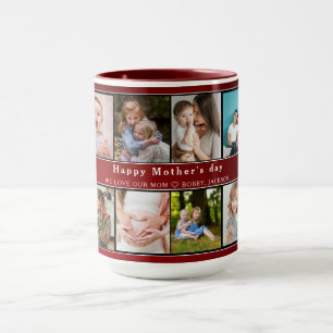 Cute I LOVE YOU MOM Happy Mother Day Photo Collage Mug