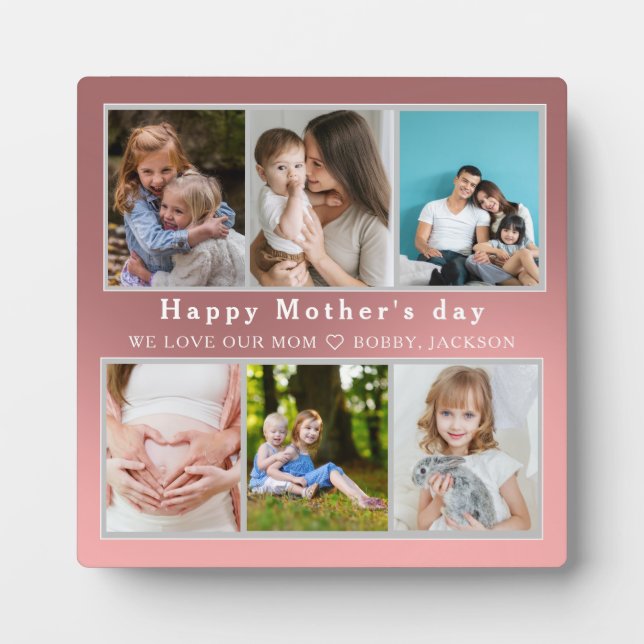 Cute I LOVE YOU MOM Happy Mother Day Photo Collage Plaque (Front)