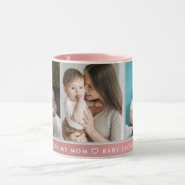 Cute I LOVE YOU MOM Happy Mother's Day Photo  Mug (Center)