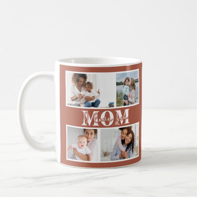 Cute I LOVE YOU MOM Mother's Day Photo Coffee Mug (Left)