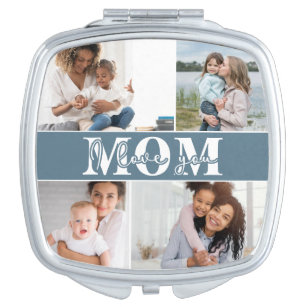Cute I LOVE YOU MOM Mother's Day Photo Compact Mirror