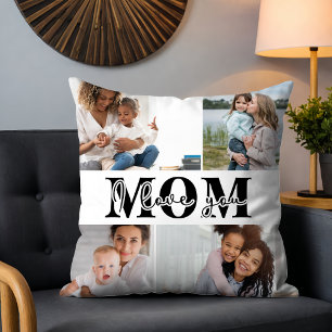 Cute I LOVE YOU MOM Mother's Day Photo Cushion