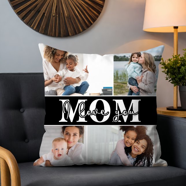Cute I LOVE YOU MOM Mother's Day Photo Cushion (Creator Uploaded)