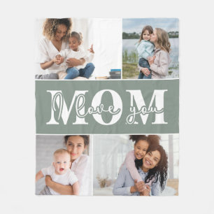 Cute I LOVE YOU MOM Mother's Day Photo Fleece Blanket