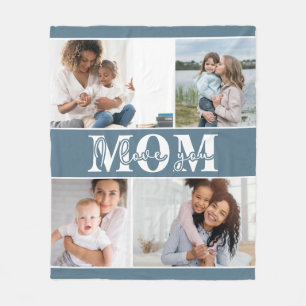 Cute I LOVE YOU MOM Mother's Day Photo Fleece Blanket