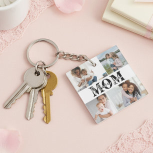 Cute I LOVE YOU MOM Mother's Day Photo Key Ring