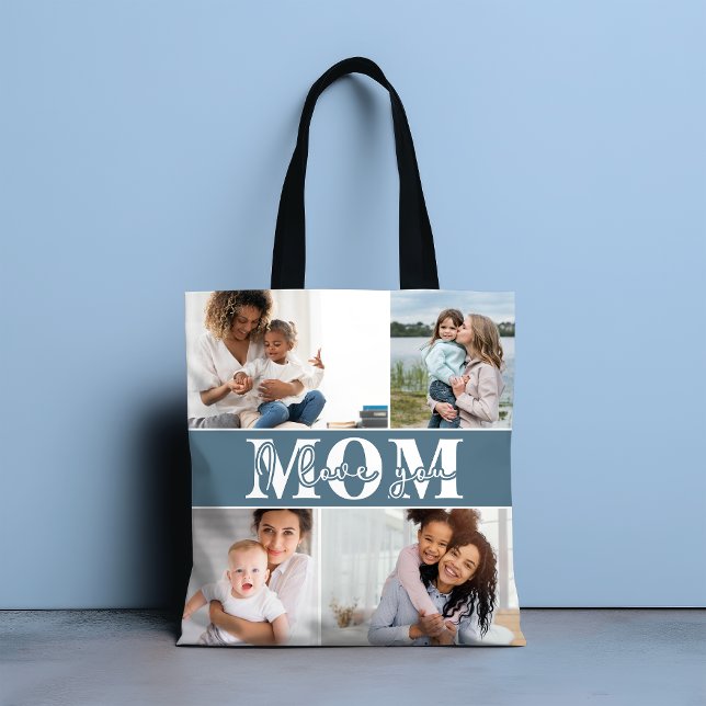 Cute I LOVE YOU MOM Mother's Day Photo Tote Bag (Creator Uploaded)