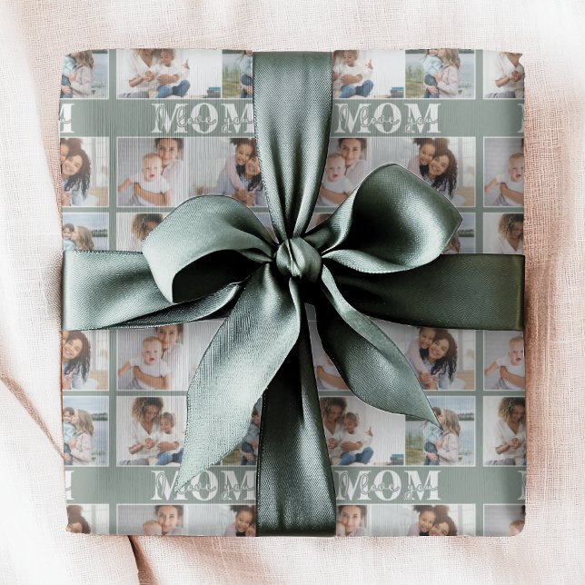 Cute I LOVE YOU MOM Mother's Day Photo Wrapping Paper (Creator Uploaded)
