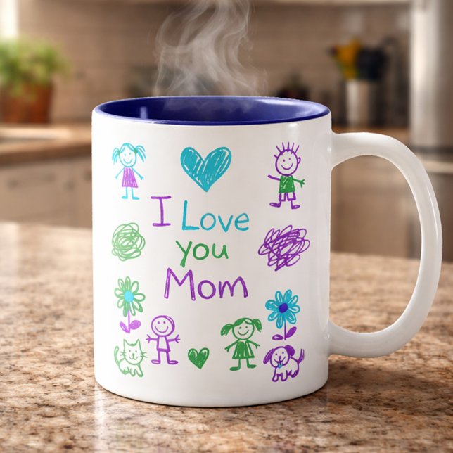 Cute I Love You Mum Doodle Coffee Mug (Creator Uploaded)