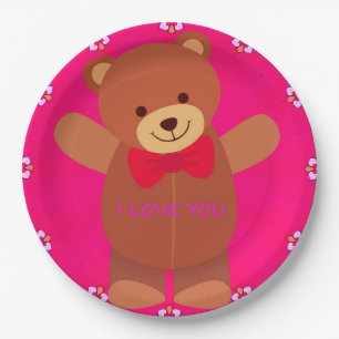 Cute I Love You Paper Plates 9"