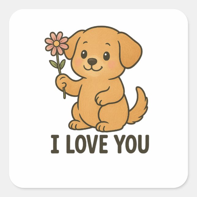 Cute I Love You  Square Sticker (Front)